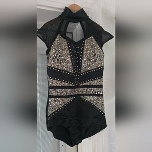 Weissman Black and Gold Studded Bodysuit
